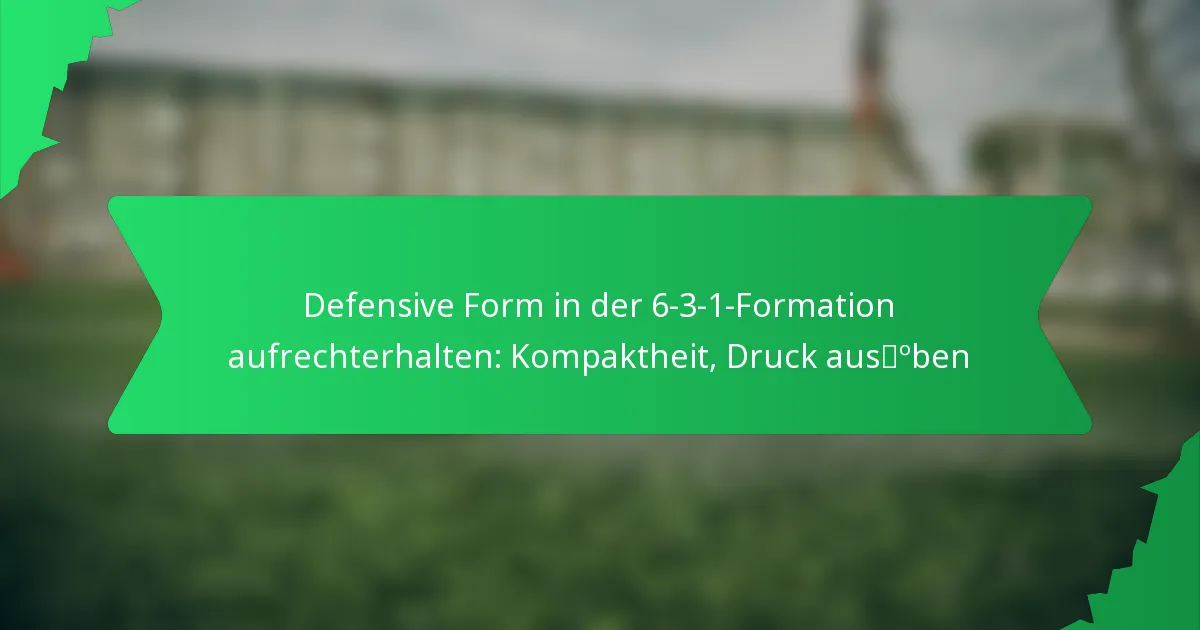 Defensive Form in der 6-3-1-Formation aufrechterhalten: Kompaktheit, Druck ausüben