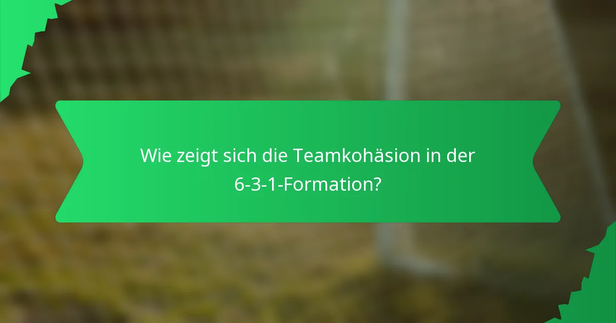 Wie zeigt sich die Teamkohäsion in der 6-3-1-Formation?